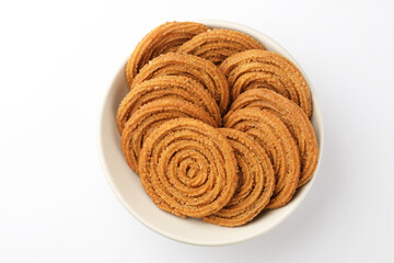 Traditional Indian Diwali snacks Chakali,murukku, Indian Traditional Tea Time Snack Chakli, a deep fried snack, It is known as Chakali, Murukku, Muruku, Murkoo, Chakri