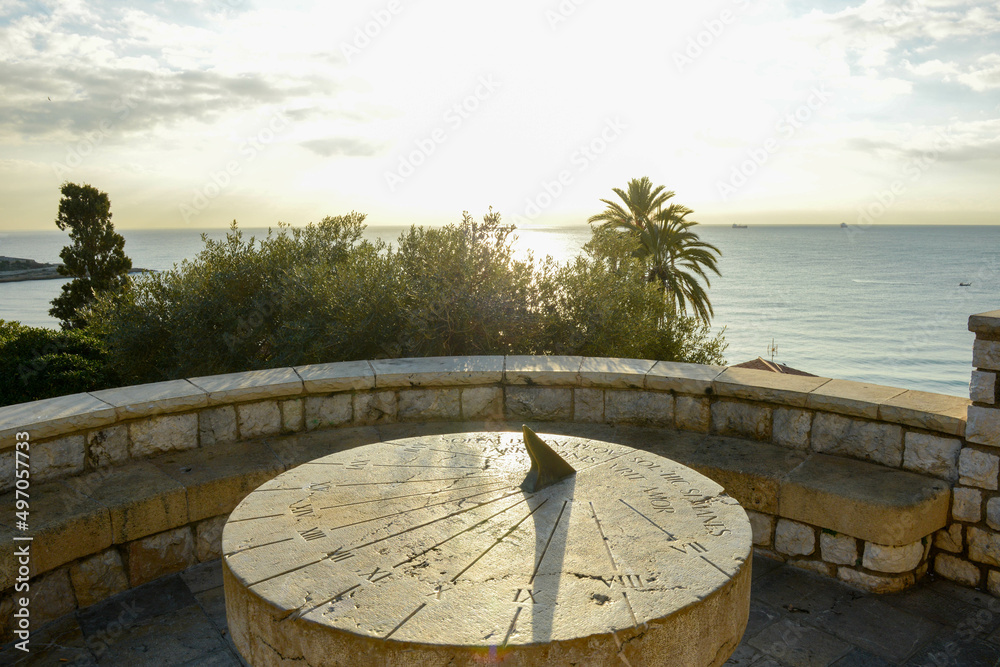 Wall mural The sundial on the waterfront at Tarragona, Spain