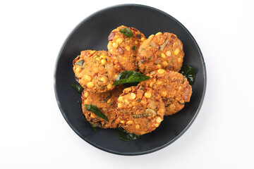 Tea time snack, Dal Vada or Parippu Vada or Paruppu Vadai , deep fried snacks savory food from Kerala fried in coconut oil.