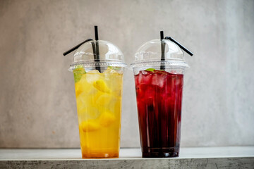 Summer cold cocktail on table