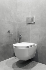 bathroom interior with white toilet and bidet - obrazy, fototapety, plakaty