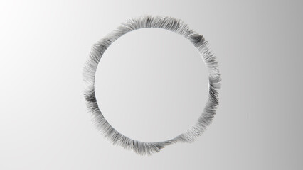 Countless fibers forming a round frame. 3D illustration.