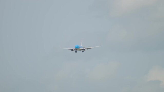 Jet airplane approaching landing