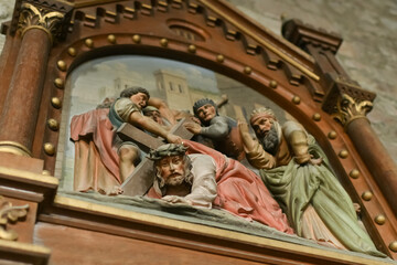 Obraz premium Jesus Christ carries the cross and fell