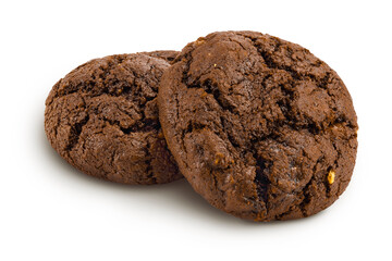 chocolate cookies isolated on white background with clipping path and full depth of field