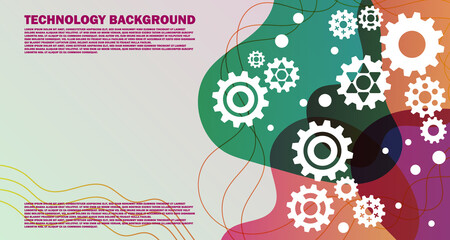geometric colorful gear abstract techno gear background with wheels. Technology space for gear text. Vector gears modern mechanism industrial concept. EP.5