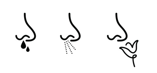 Hay fever,  runny nose or corona virus. Cartoon vector icon or pictogram. Hay fever is an allergic reaction to pollen, usually when it comes in contact with your mouth, nose, eyes and throat. 