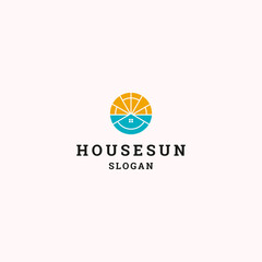 House sun logo icon design template