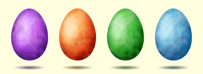 Collorful easter eggs set. Set of watercolored illustrations
