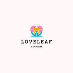 Love leaf logo icon design template
