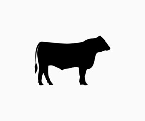 Angus Cow Silhouette Vector. Angus, Decree, Cattle, Cows, Bull, Cow, Intimidate, Art, Artwork, Painting, Silhouette.