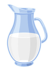 Illustration of milk jug. Dairy product. Object for food industry.