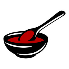 Illustration of bowl with sauce. Kitchen and restaurant product.