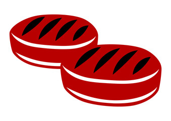 Illustration of grilled filet mignon. Bbq product. Stylized kitchen and restaurant menu.