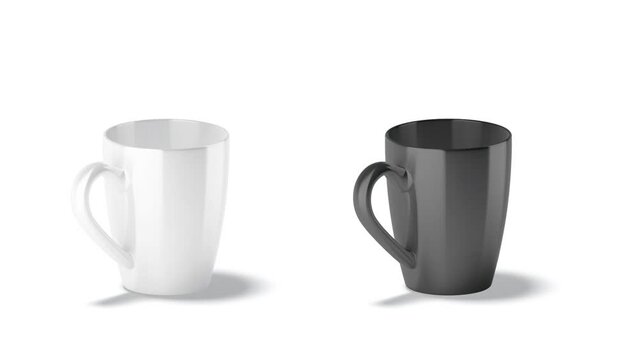 Blank black and white ceramic henley mug mockup, looped rotation
