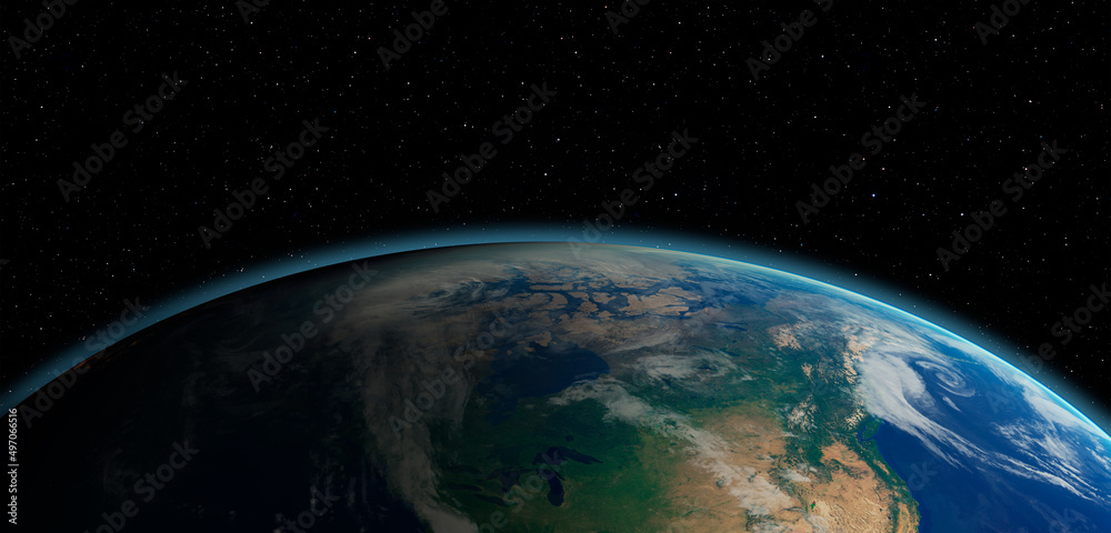 Poster planet earth with a spectacular sunset 