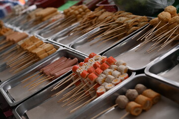 Kuching, Sarawak Malaysia - April 5th 2022:The Malay Ramadan Bazaar (Pasar Ramadan) in Malaysia, with lots of delicacies, under New Norm