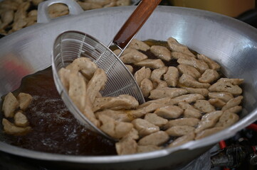 Kuching, Sarawak Malaysia - April 5th 2022:The Malay Ramadan Bazaar (Pasar Ramadan) in Malaysia, with lots of delicacies, under New Norm