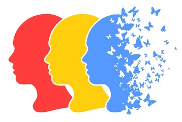 Silhouette of a girl with butterflies