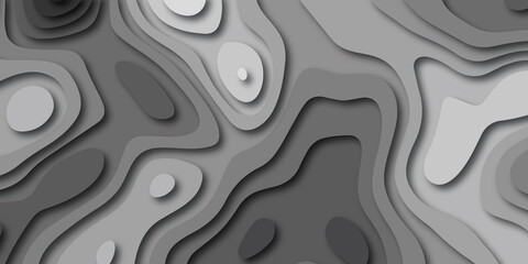 Abstract background with waves. Abstract papercut and multi layer cutout geometric pattern on vector.Panorama view beautiful gray color papercut background.