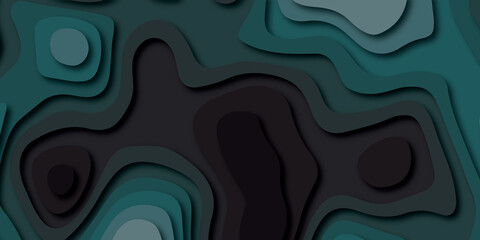 Abstract background with waves. Abstract papercut and multi layer cutout geometric pattern on vector.Panorama view beautiful gray color papercut background.
