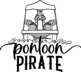 This cut file feature a pirate piloting a pontoon boat with the text pontoon pirate.
