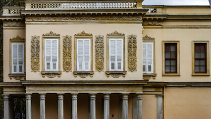 Istanbul, Turkey- October 6, 2021: Facade of one of the buildings in the palace Dolmabahce