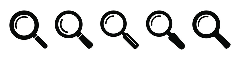 Magnifying glass icon, vector magnifier or loupe sign. Search icon.
