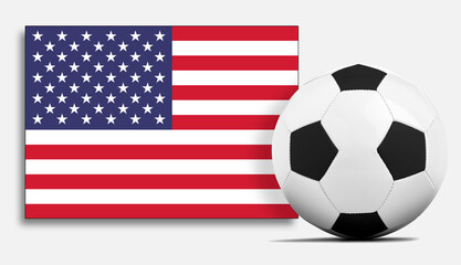 Fototapeta premium Blank Soccer ball with USA national team flag.