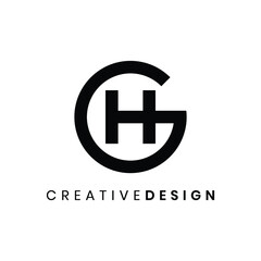Creative modern circle letter GH logo design vector