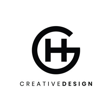 Creative modern circle letter GH logo design vector