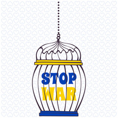 Stop war in Ukraine text with Ukraine flag in case concept vector illustration.