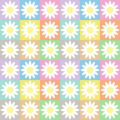 Seamless background with floral patterns on multicolored background.
