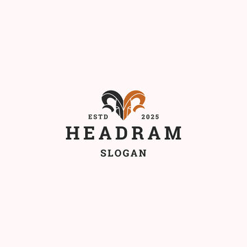 Head ram logo icon flat design template 