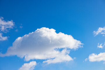 Naklejka na ściany i meble White clouds and blue sky on a spring day