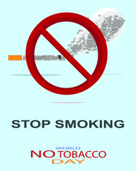 May 31st World No Tobacco Day poster design. Cigarette bullet for Cigarette poisoning concept.
Stop smoking poster for an awareness campaign.  Smoking Kills. Illustration