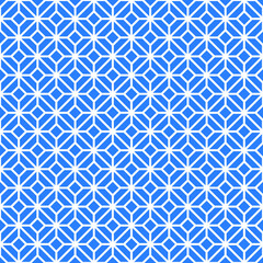 Abstract background. White and blue geometrical pattern. Modern design. White maze pattern on blue background. 