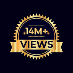 14 Million plus views vector 14 Million followers template design for social network and follower, Vector illustration.