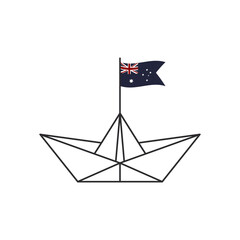 Paper boat icon. A boat with an Australian flag. Vector illustration
