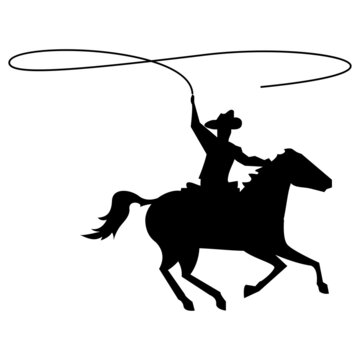 cowboy lasse in horse running