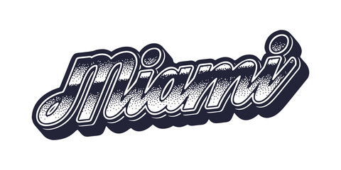 Fototapeta premium Miami city name in retro three-dimensional graphic style