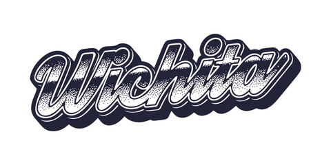 Wichita city name in retro three-dimensional graphic style