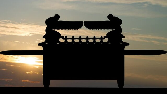 The Ark of the Covenant, Jewish religious symbol , Time Lapse at Sunrise with Colorful Clouds
