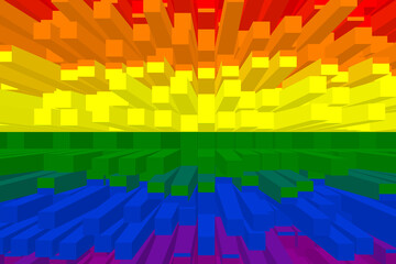 LGBT flag. The LGBT pride flag or rainbow pride flag includes the flag of the lesbian, gay, bisexual, and transgender LGBT organization. 3D illustration. International LGBT Pride Day - Pride Day 2023