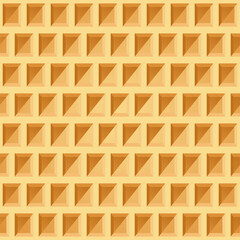 Waffle seamless pattern. Belgian wafer repeating texture. Stylized flat style wrapping background for baked goods or ice cream design. Vector eps8 illustration.