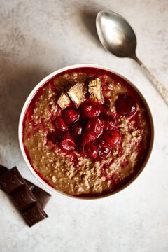 Chocolate Porridge With Sour Cherries