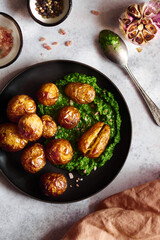 potatoes with green pesto