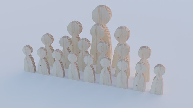 3d render of wooden figures, frame management