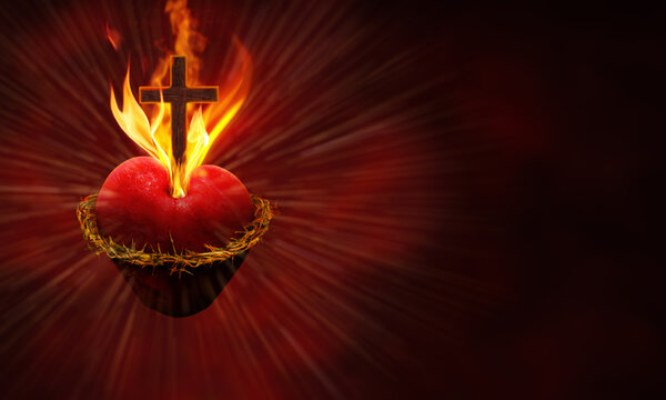 Sacred heart of Jesus theme concept with space for text.