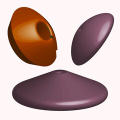 3d vector oval shape brown with holes isolated on white